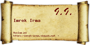 Imrek Irma névjegykártya